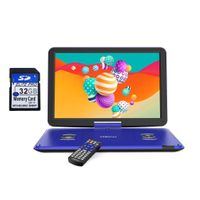 Tragbarer DVD-Player 17.9" für Auto und Kinder mit 15,6 Zoll HD Schwenkbaren Bildschirm, Stereo-Lautsprecher&Dual-Kopfhörer-Buchse, 32GB