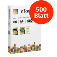 Infowerk Druckerpapier Kopierpapier 500 Blatt 1 x 500 A4 80g Premium Weiß  PEFC