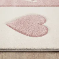 TT Home Kinderzimmer Teppich Junge Mädchen Kinderteppich Punkte Herz 3D Optik Pastell Größe 140x200 cm