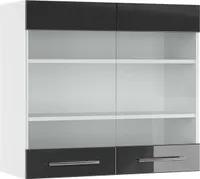 Vicco Küchenglasschrank Fame-Line, 80 cm, Anthrazit Hochglanz/Weiß