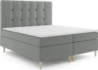Boxspringbett OSLO mit Bettkasten Matratze Topper Doppelbett 120 x 200 cm (Inari 91 - hellgrau) H3