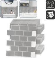LZQ 3D Fliesenaufkleber 10 Stück Selbstklebende Fliesensticker 30,5x30,5cm DIY Fliesenfolie Wandaufkleber für Bad und Küche Deko, Grau