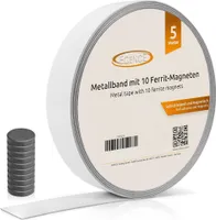 ECENCE 5m Metallband selbstklebend Weiss, Magnetband für Magnete, Ferroband, Magnetband selbstkleb