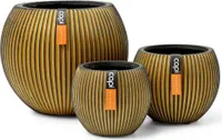 Capi 3-tlg. Blumentopf-Set Groove Kugelform Gold