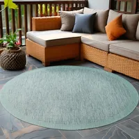 Carpetsale24 In & Outdoor Teppich Terrasse Balkon Küchenteppich Wetterfest Sisal Optik Flachgewebe Wetterfest Einfarbig mit Struktur Grösse 160 cm Rund