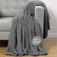 HOMELEVEL Sherpa Decke Sofa 150x220 grau - Warme und Weiche Kuscheldecke Flauschig - Pflegeleicht Waschmaschinenfest - Sofadecke Couchdecke -