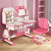 Kinder Studie Tisch Schreibtisch kann heben Grund-und Sekundarschule Studenten schreiben Tisch Stuhl Schreibtisch und Stuhl Set - rosa