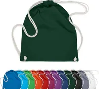 Baumwoll Turnbeutel 37x46 Sportbeutel Zuziehbeutel Gym Sack Schuhbeutel Rucksack, in Farbe: Dunkelgrün