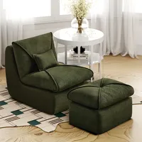okwish Fernseh- & Relaxsessel Indoor-Sitzkissen mit Fußstütze, Sofa-Bodenkissen mit Rückenlehne, Lazy Sofa, Bodenstuhl, Meditationsstuhl, geeignet für Schlafzimmer, Grün