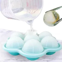 Eiswürfelform aus Silikon, Große Eisballform, 7 runde Kugel-Eiswürfelform, Auslaufsicher, 5 cm runde Eiswürfel für gekühlten Whiskysaft (Blau)