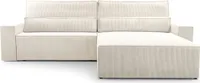 MOEBLO Ecksofa DENVER L – Ottomane beidseitig montierbar, Ecksofa aus Cord, Couch für Wohnzimmer, Schlafsofa Sofagarnitur Sofa Eckcouch L-Form Cordstoff mit Bettkasten und Schlaffunktion - Poso 38 Weiß
