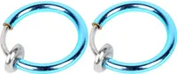2 Stück gefälschte Clip-on-Feder-Nasen-Septum-Ring-Ohrring, nicht durchdringender Uni-Schmuck-Hellblau