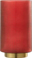 Windlicht Kariert Glas Rot/Gold Large
