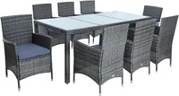 Polyrattan Sitzgruppe Gartenmöbel Set für 8 Personen Rattan Gartenset Anthrazit