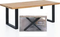 Esstisch 160x100x76cm Kernbuche keilgezinkt, gerade Kante, X-Gestell Schwarz