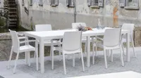 Gartentisch Roma, Rechteckiger ausziehbarer Esstisch, ausziehbarer Gartentisch in Rattan-Optik, 100 %  Italy, 150x90h72 cm, Weiß