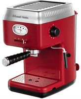 Russell Hobbs Espressomaschine Retro Rot Siebtrger (15 Bar, 2 Tassen-Einstze, 1,1l abnehmbarer Wassertank, Dampf-Milchschaumdse, Portionierlffel mit Tamper) Kaffeemaschine, 28250-56