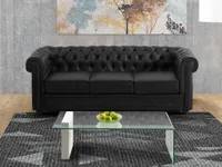 Sofa 3-Sitzer und 2 Sessel - Kunstleder - Weiß - CHESTERFIELD
