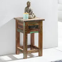 FineBuy stolik nocny 50 cm z szufladą konsola nocna z litego drewna