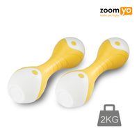 Zoomyo Fitness sada činiek, ergonomický tvar, veľmi nekĺzavá a pohodlne sa drží aj so spotenými prstami, sada činiek na doma alebo do posilňovne, žltá