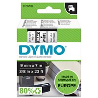 DYMO Original D1-Etikettenband | 9 mm x 7 m | schwarz auf weiß | selbstklebendes Etikettenband |Polyster | für LabelManager-Beschriftungsgerät