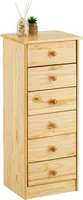 Kommode Hochschrank Anrichte RONDO, 6 Schubladen, Kiefer massiv, natur lackiert