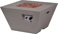 dobar Outdoor Lava-Ofen "Fornido Blanco" mit Lavasteinen, Gas-Feuerstelle, 76 x 76 x 43 cm, Hellgrau