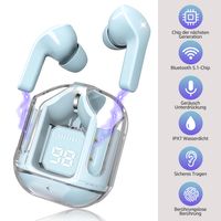 CMYbabee Bluetooth Kopfhörer, Bluetooth 5.1 mit ENC HD Anruf Kabellose Kopfhörer mit Noise Cancelling Mic, HiFi Stereo Ohrhörer, LED Anzeige, Blau