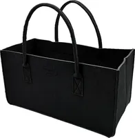 RAIKOU Kaminholztasche aus Filz Einkaufstasche Aufbewahrung Henkeltasche Picknicktasche Schwarz 50x34x27cm