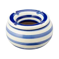 XXL Sturm Aschenbecher Keramik großer Windaschenbecher Big Ø23cm grau  blau/weiß