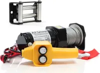 XPOtool set elektrický káblový navijak 907kg 12V, káblový navijak s 12,5m oceľovým lanom, 1hp motor navijaka a okno navijaka, okno navijaka so 4 valčekmi s rozstupom otvorov 109mm, okno káblového valčeka