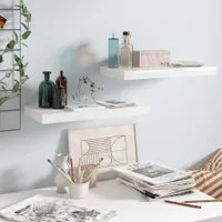 vidaXL Schweberegale 2 Stk. Hochglanz-Weiß 50x23x3,8 cm MDF