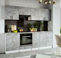 Neue Farbe Küche 240cm Schränke hellgrau Neu&Schnell Küchenzeile schwarz 