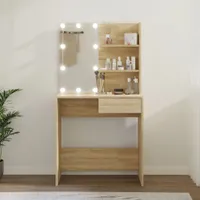 vidaXL Toaletní stolek s LED diodami Dub Sonoma 74,5x40x141 cm výrobek ze dřeva