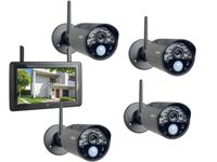 IP Überwachungskamera Komplettset, 4 Kameras mit Monitor, Handy Überwachungs App