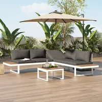 Flieks Gartenlounge-Set 5 Sitzer, Balkonmöbel Set mit 5-Winkel-verstellbare Lehne, Gartemöbel Set Terassenmöbel Sitzgruppe