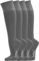 TippTexx 24 4 Paar Bambus-Kniestrümpfe ohne Gummidruck, Grau, Größe 35-38