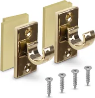 Bestlivings 2er Pack Ersatzträger für Gardinenstangen bis Ø 12 mm in Gold (L 2,5 cm), Träger für Cafehausstangen, Scheibenstangen