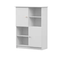 Regal Kinderregal Bücherregal 95 cm Weiß/Weiß mit rosa Griffe Olaf 05