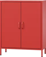 Jan Nowak Kommode mit Doppeltür VITO kleiner Schrank Magnetverschluss verstellbare Einlegeböden Metall Wohnzimmer Flur, 80 x 101,5 x 40 cm, Rot