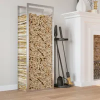 Möbel Brennholzregal 50x28x132 cm Edelstahl - Kaminholzregale 357861