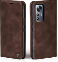 Handy Hülle für Xiaomi 12 / 12X Klapphülle Bookcase Flip Cover Handy Tasche Etui Farbe: Dunkelbraun