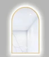Zrkadlo do kúpeľne s osvetlením Portal LED so zlatým rámom 80x50 cm s vypínačom a podložkou proti zahmlievaniu