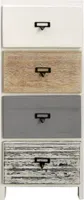 Rebecca Mobili Kommode im Landhausstil, 4 Schubladen aus Holz, weiß, braun und grau