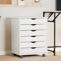 vidaXL Skriňa na kolieskach so zásuvkami MOSS White z masívneho borovicového dreva