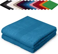 DOPPELPACK Saunatücher XXL 100x200 cm Saunalaken Strandtücher Saunahandtücher 100% Baumwolle Badelaken, Farbe: Türkis