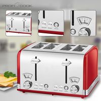 ProfiCook 4-Scheiben Toaster PC-TA 1194 rot-edelstahl