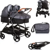 Chipolino Duo Smart Skladací kočík pre 2 deti Silver Grey Black