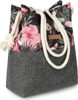 Zagatto Damen Handtasche Schwarz Blumen Motiv ZG667