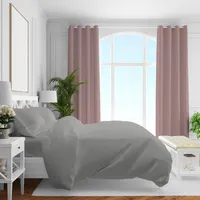 CASABEL Bettwäsche-Set aus 100 % Baumwolle Mako-Satin Bettbezüge Set mit Reißverschluss 2-teilig Bettbezug 155 x 220 cm und Kopfkissenbezüge  80 x 80 cm Silber-Grau